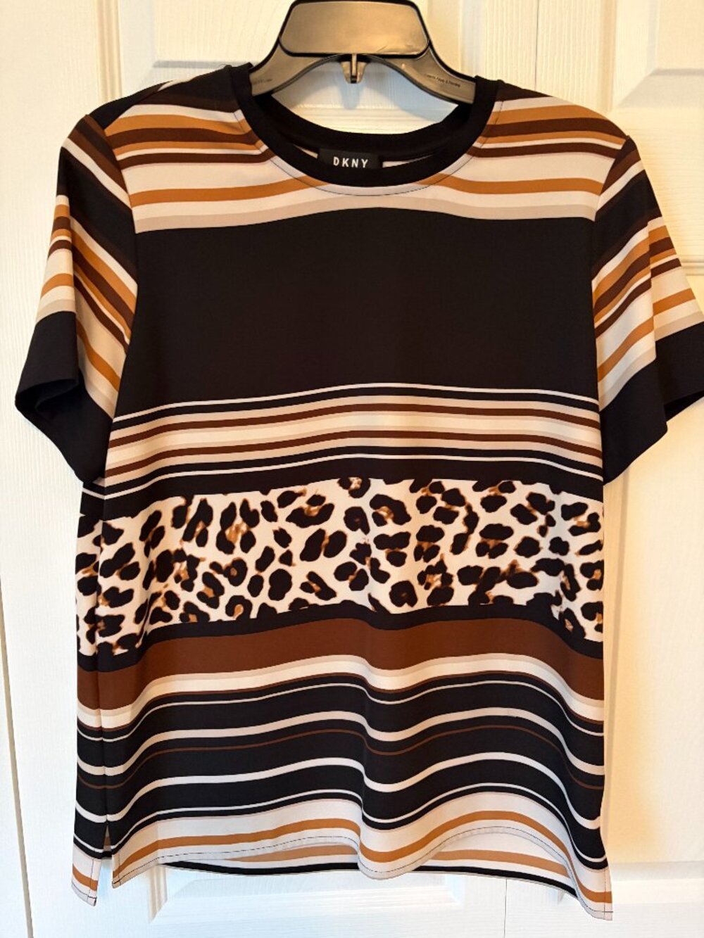 DKNY Boxy Satin Animal Print Top
